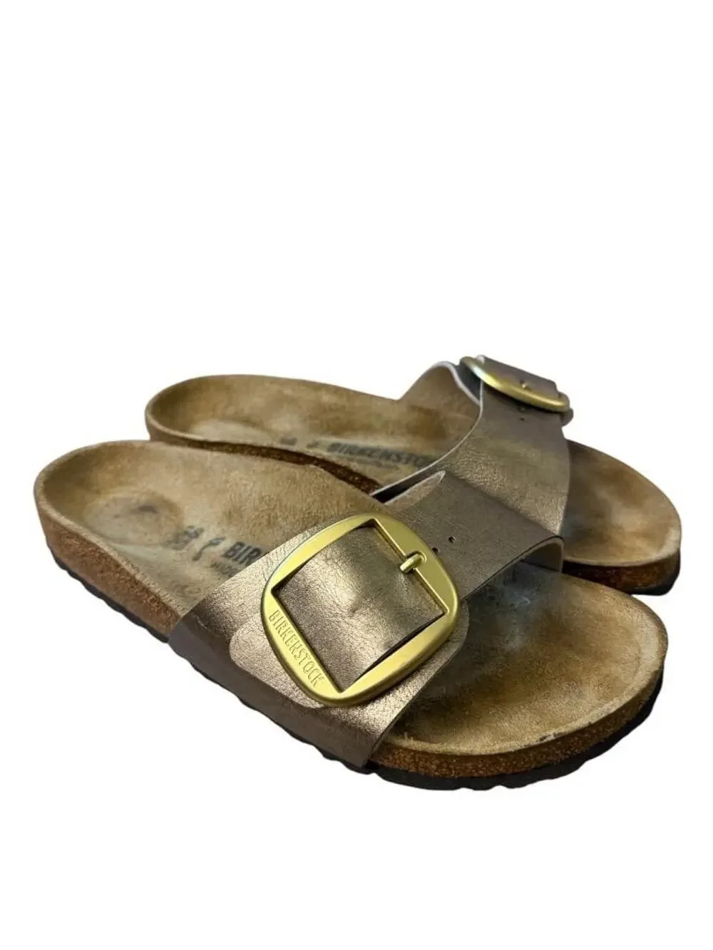 Birkenstock Madrid Big Buckle Sandal Gold Birko Flor Women size 38 US 7